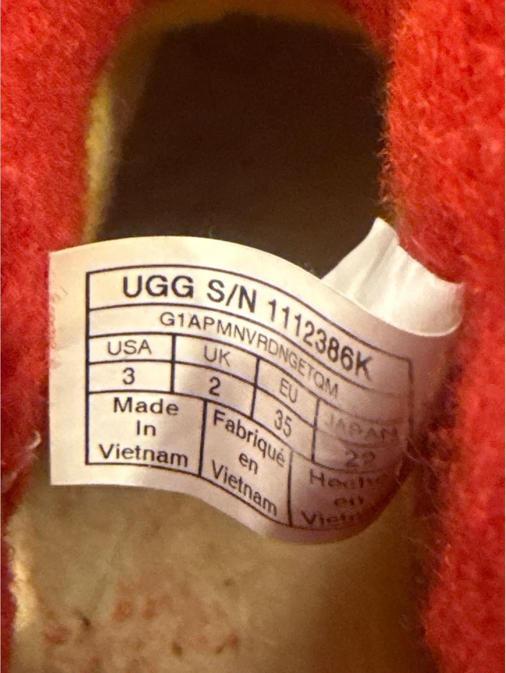 UGG Red Waterproof Ankle Boots with Shearling Lining Size 3 US